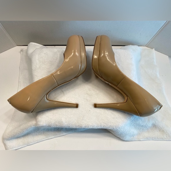 NIB Sz 8.5 - Madden Girl Fastenn Nude Patent Ultra High Stiletto Heeled Pumps - Picture 2 of 16